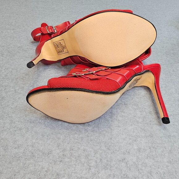 Nicole Miller Red Strappy Open-Toe Ankle Boot Heels Size 9 - Picture 4 of 10